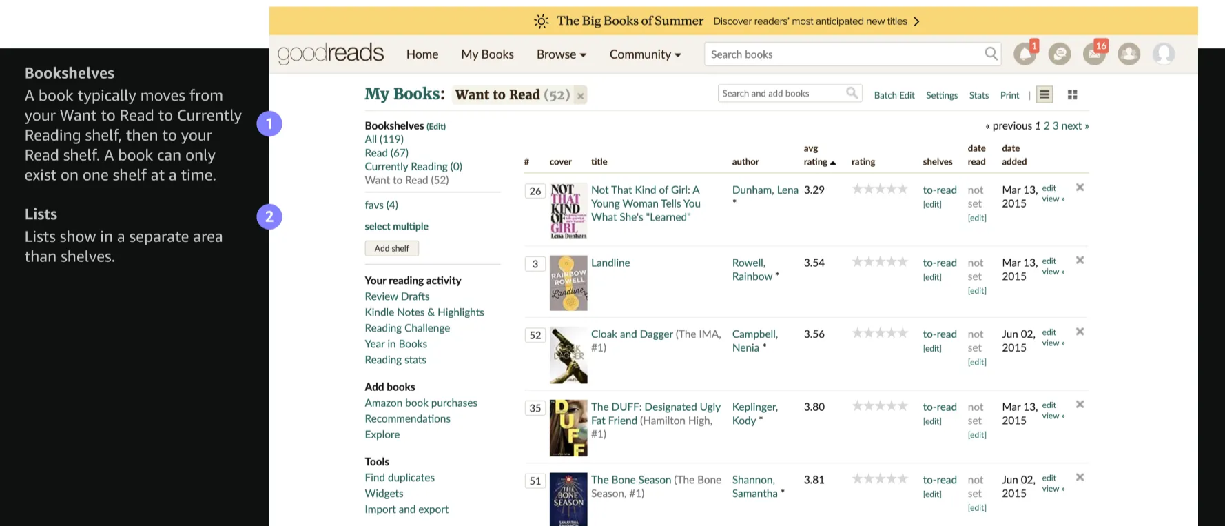 Goodreads Want to Read shelf